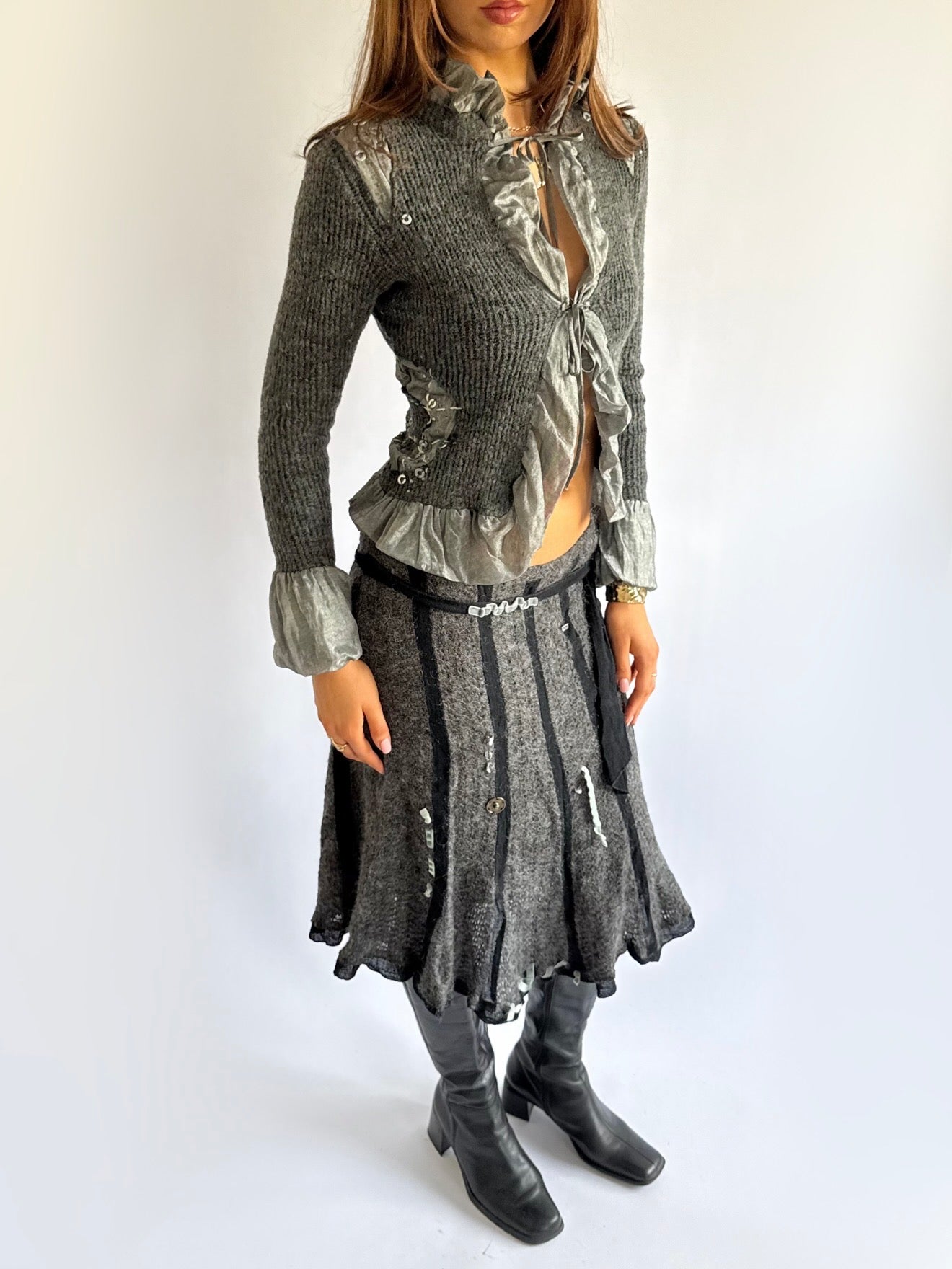 Mohair Knit Midi Skirt - Size M