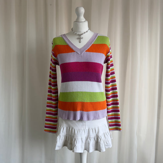 00s Striped Knit Jumper - Size M