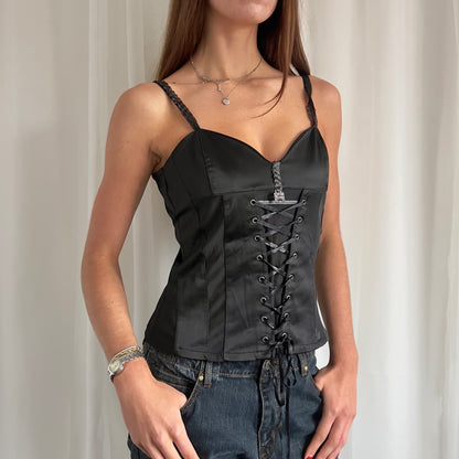 90s Mesh Lace Up Cami Top - Size M