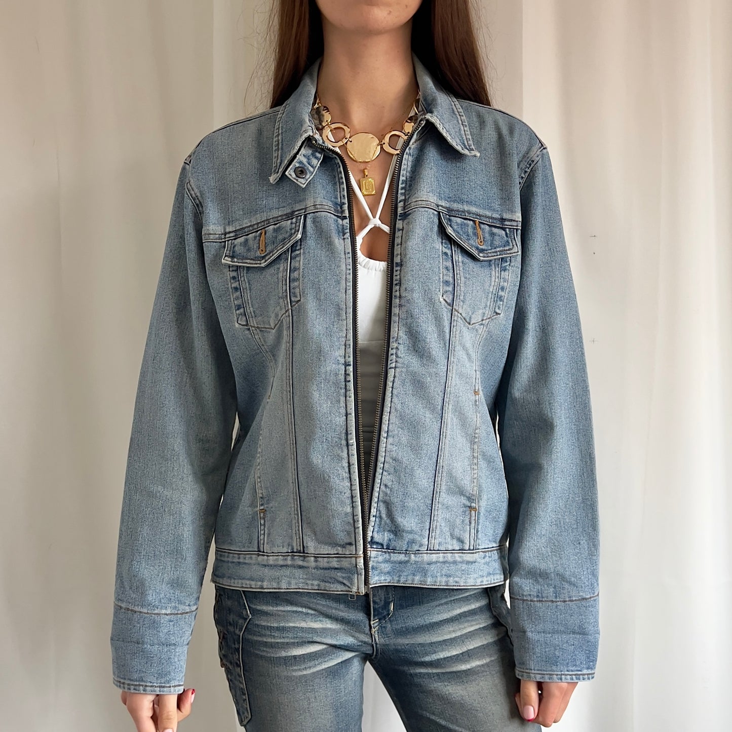 00s Denim Zip Up Jacket - Size M