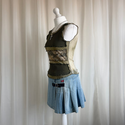 00s Camo Fishnet Crop Top - Size M