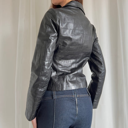 00s Genuine Leather Blazer Jacket - Size S