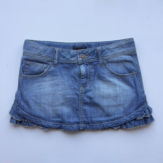 00s Ruffle Denim Mini Skirt - Size S