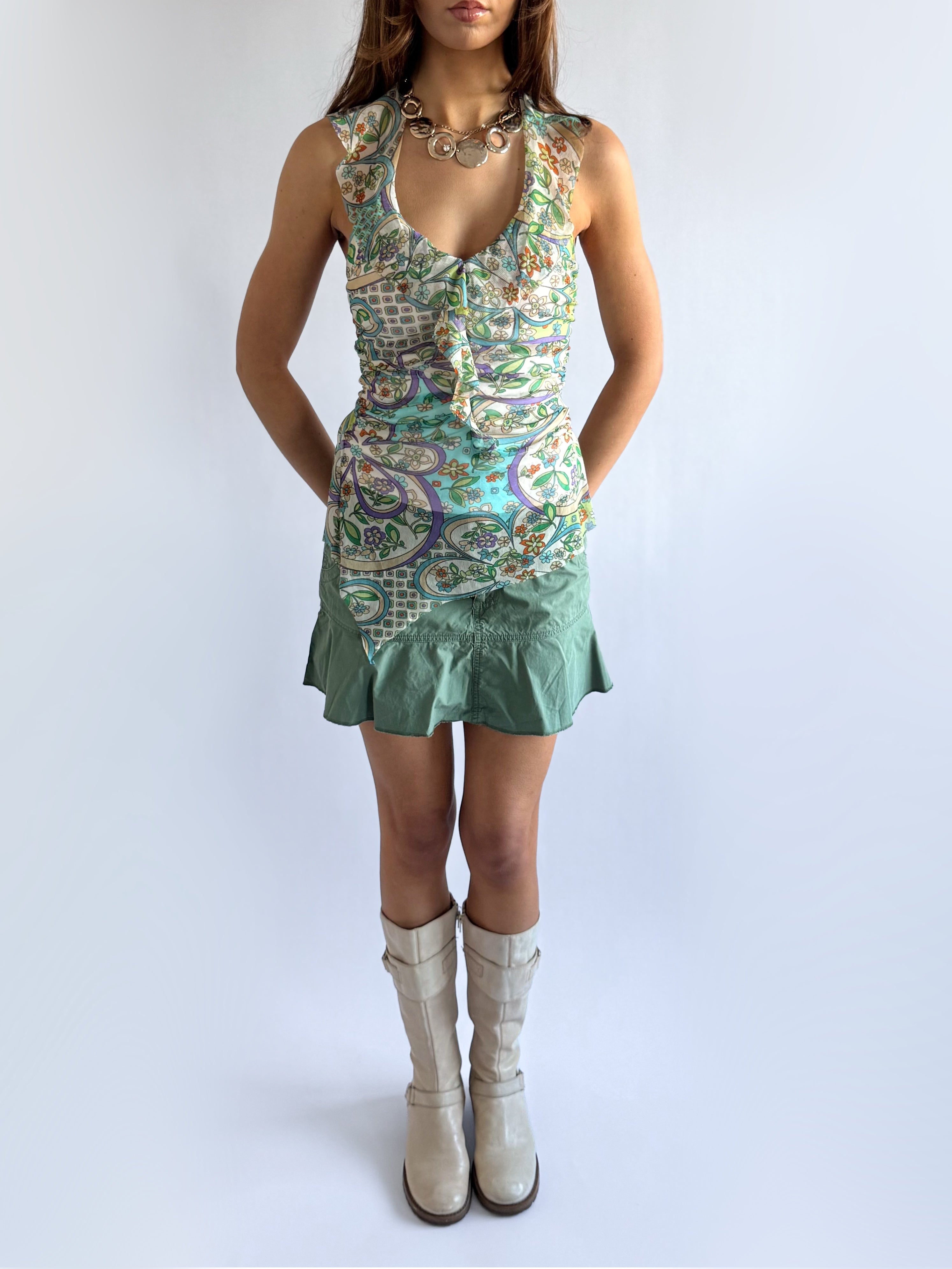 Mesh Ruffle Halter - Size S