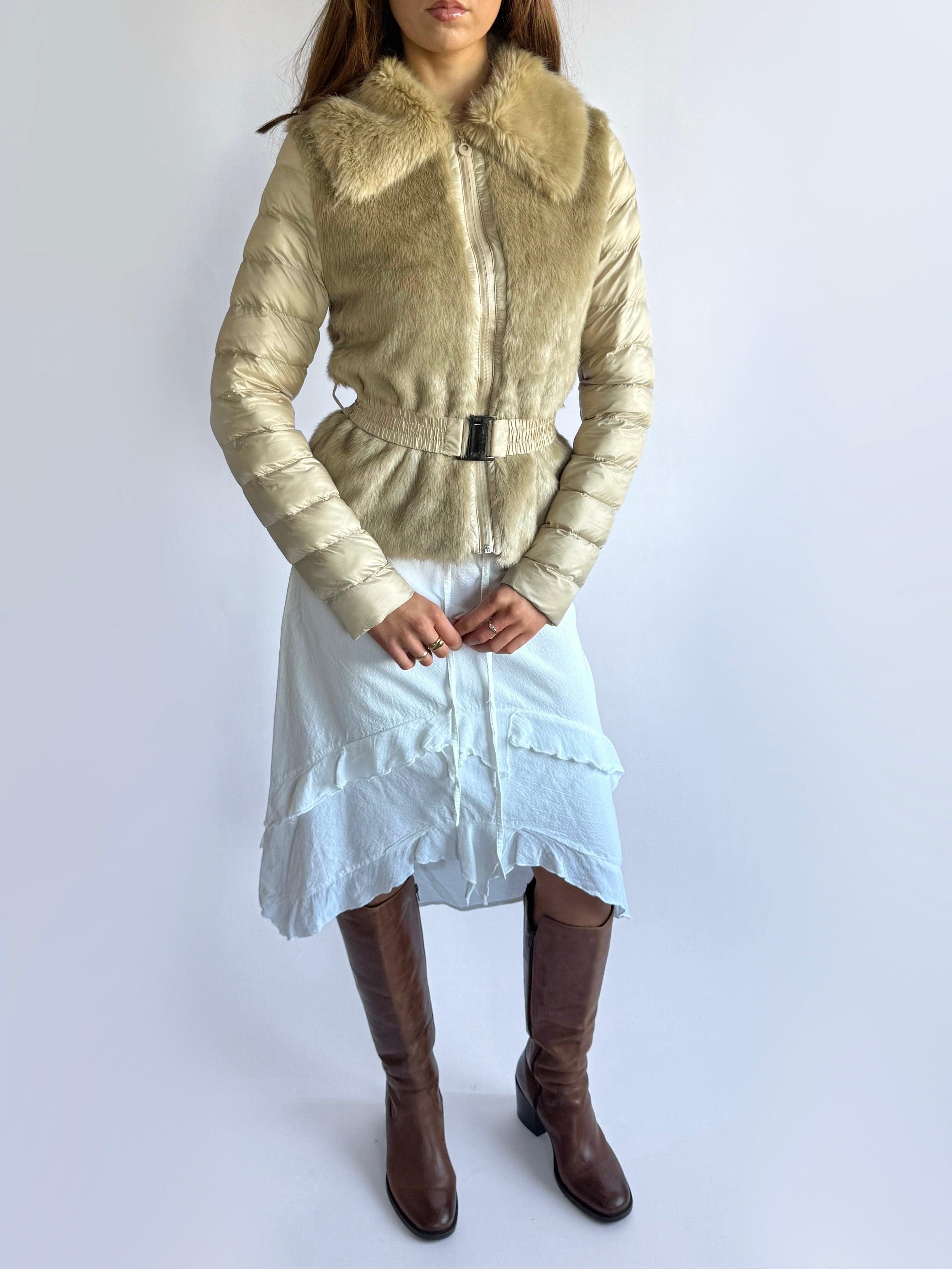 Faux Fur Puffer Coat - Size S