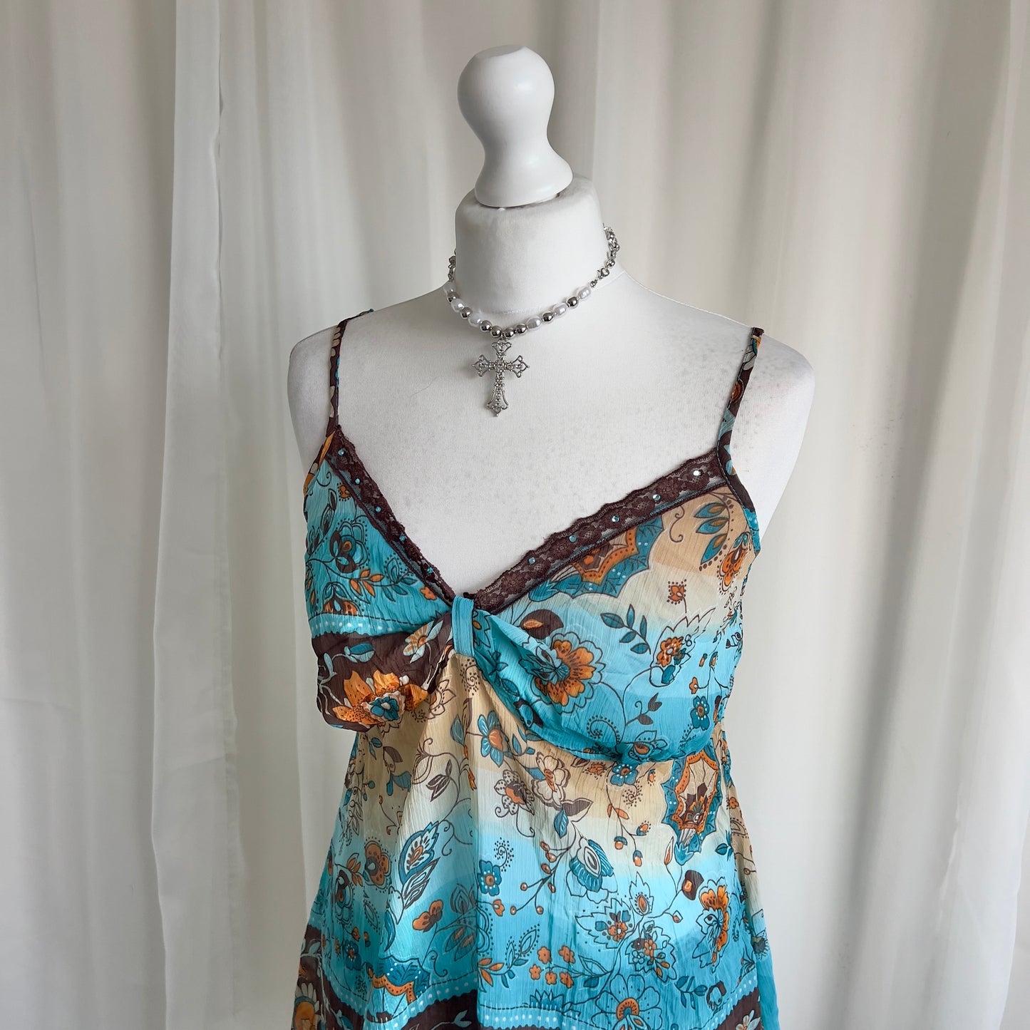 90s Floral Lace Cami - Size L