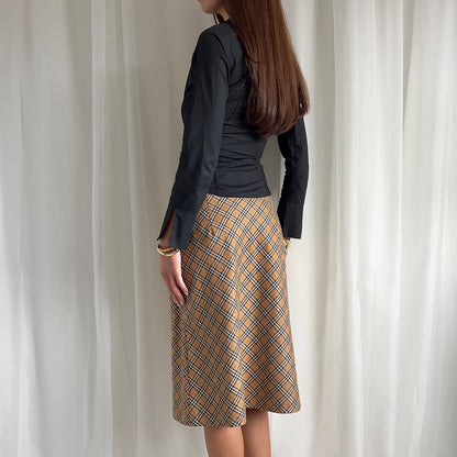 90s Plaid Midi Skirt - Size S