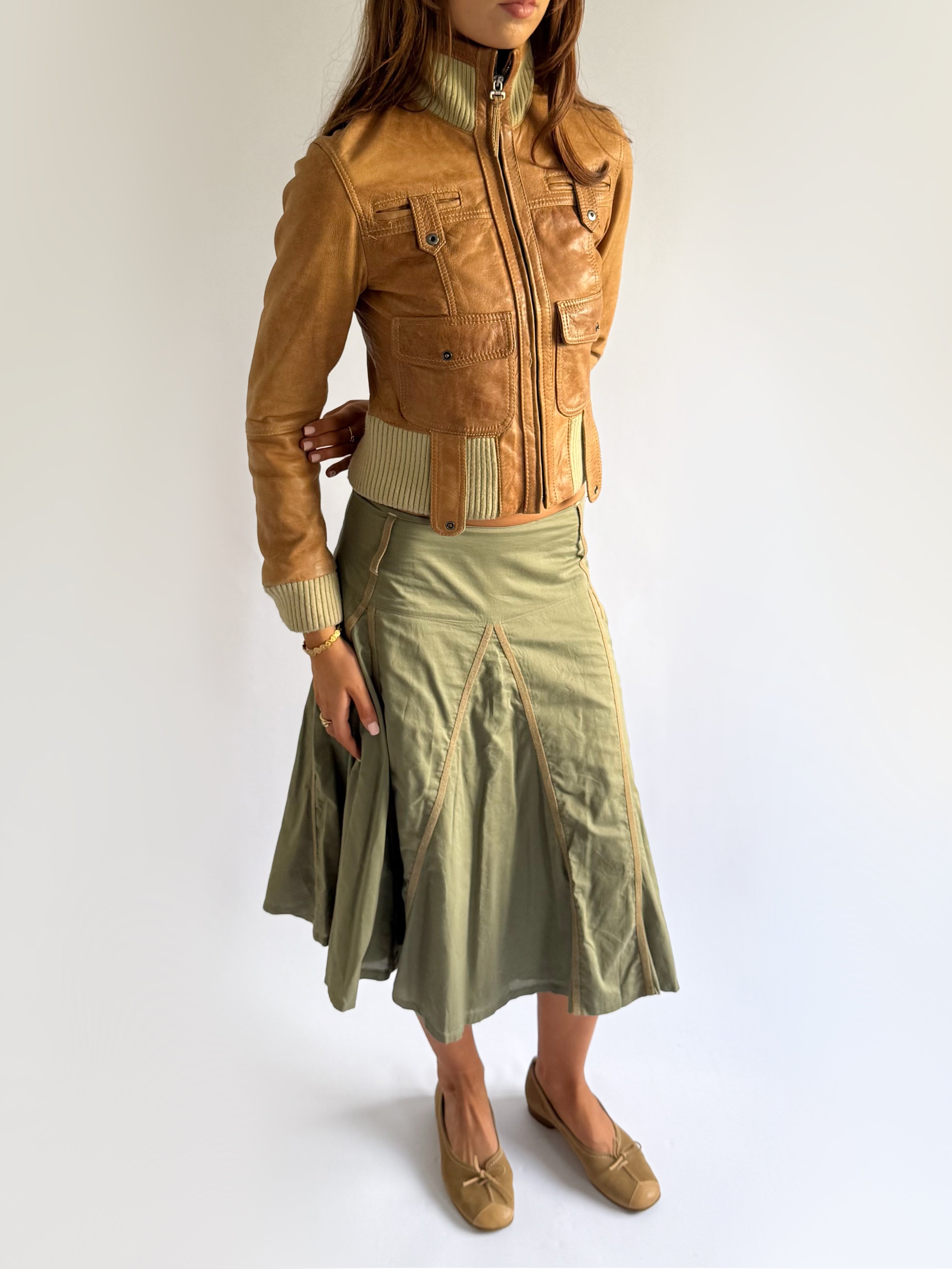 Genuine Leather Zip Jacket - Size M