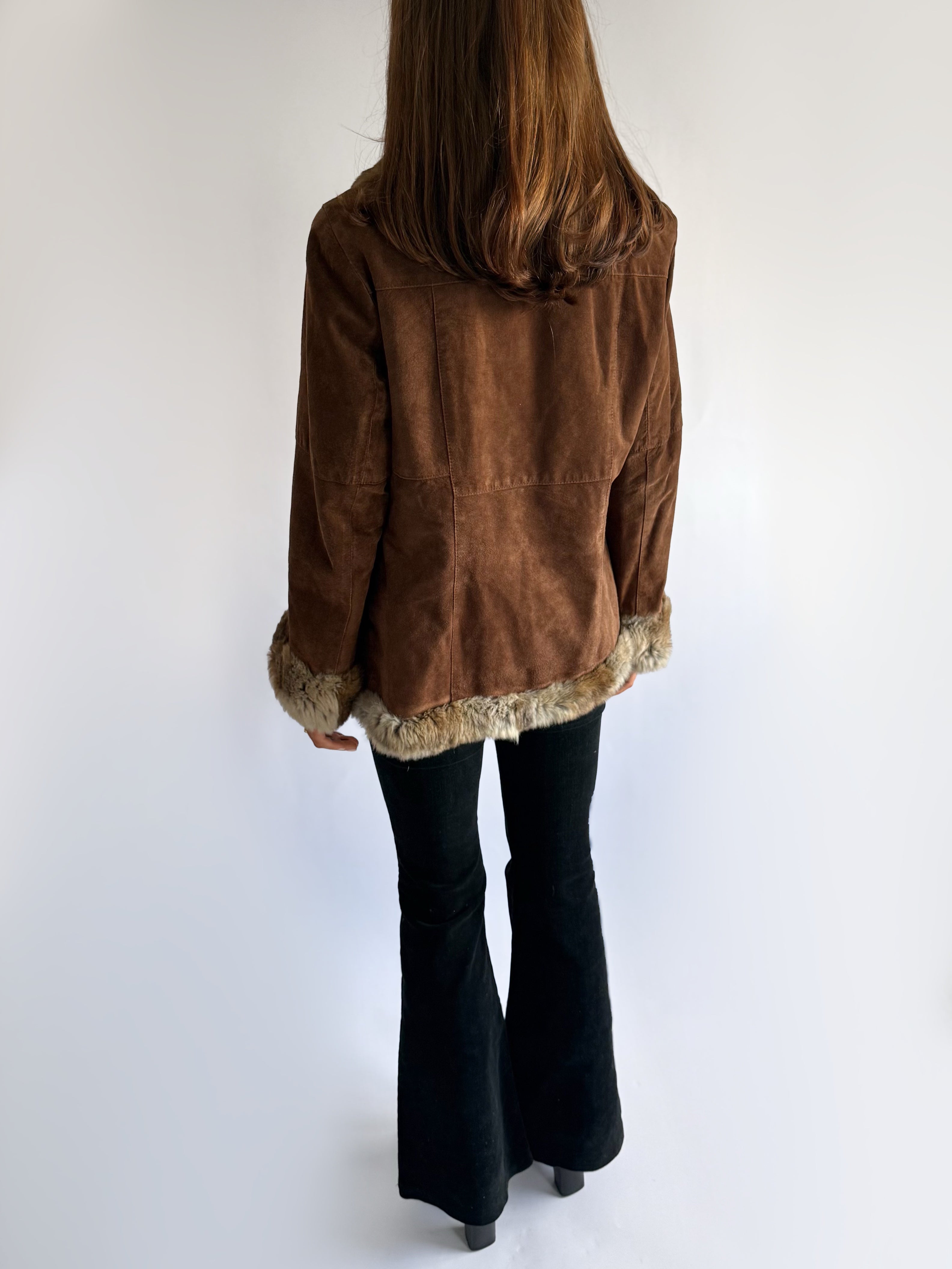 Genuine Suede & Fur Jacket - Size XL