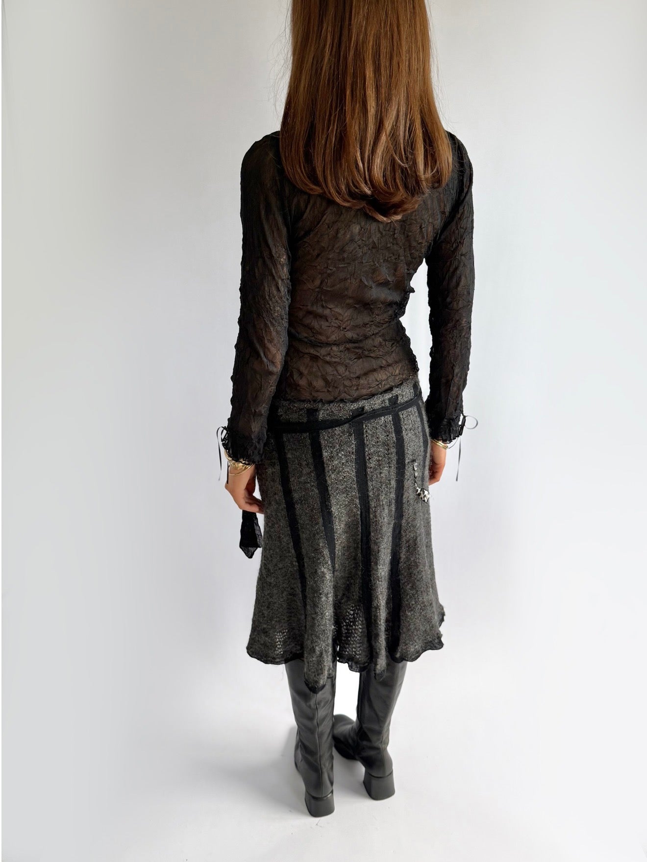 Clockhouse Sheer Ruffle Top - Size M