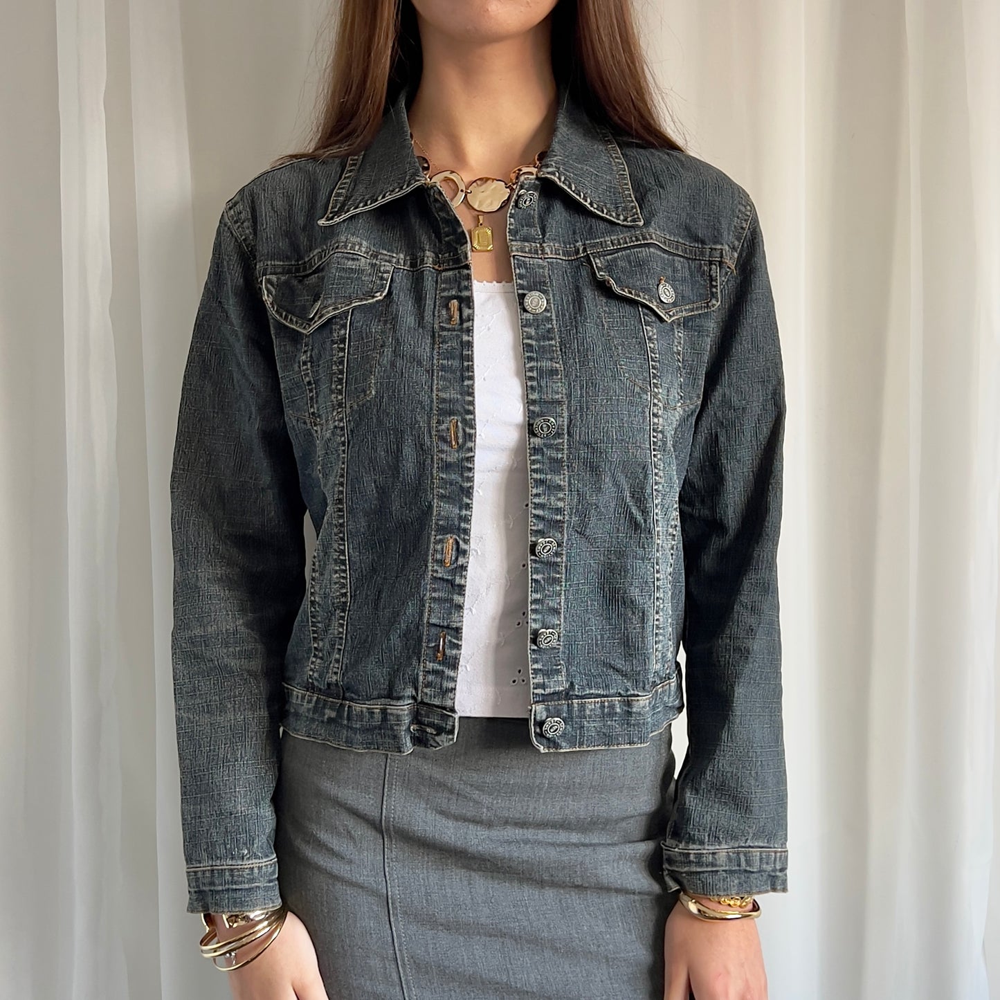 90s Denim Button Up Jacket - Size S