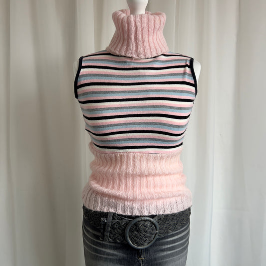 90s Knit Roll Neck Crop Top - Size S