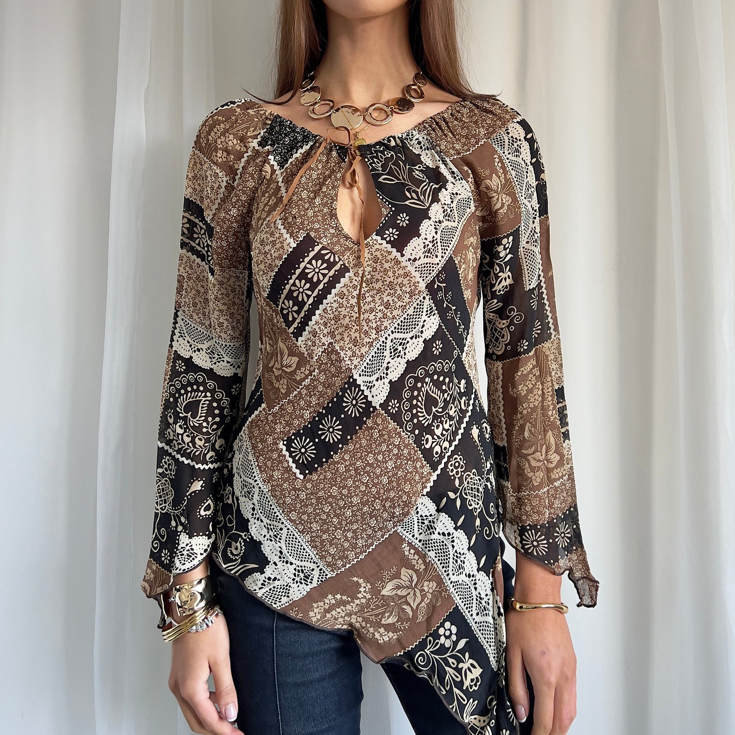 90s Pimkie Paisley Asymmetric Top - Size M