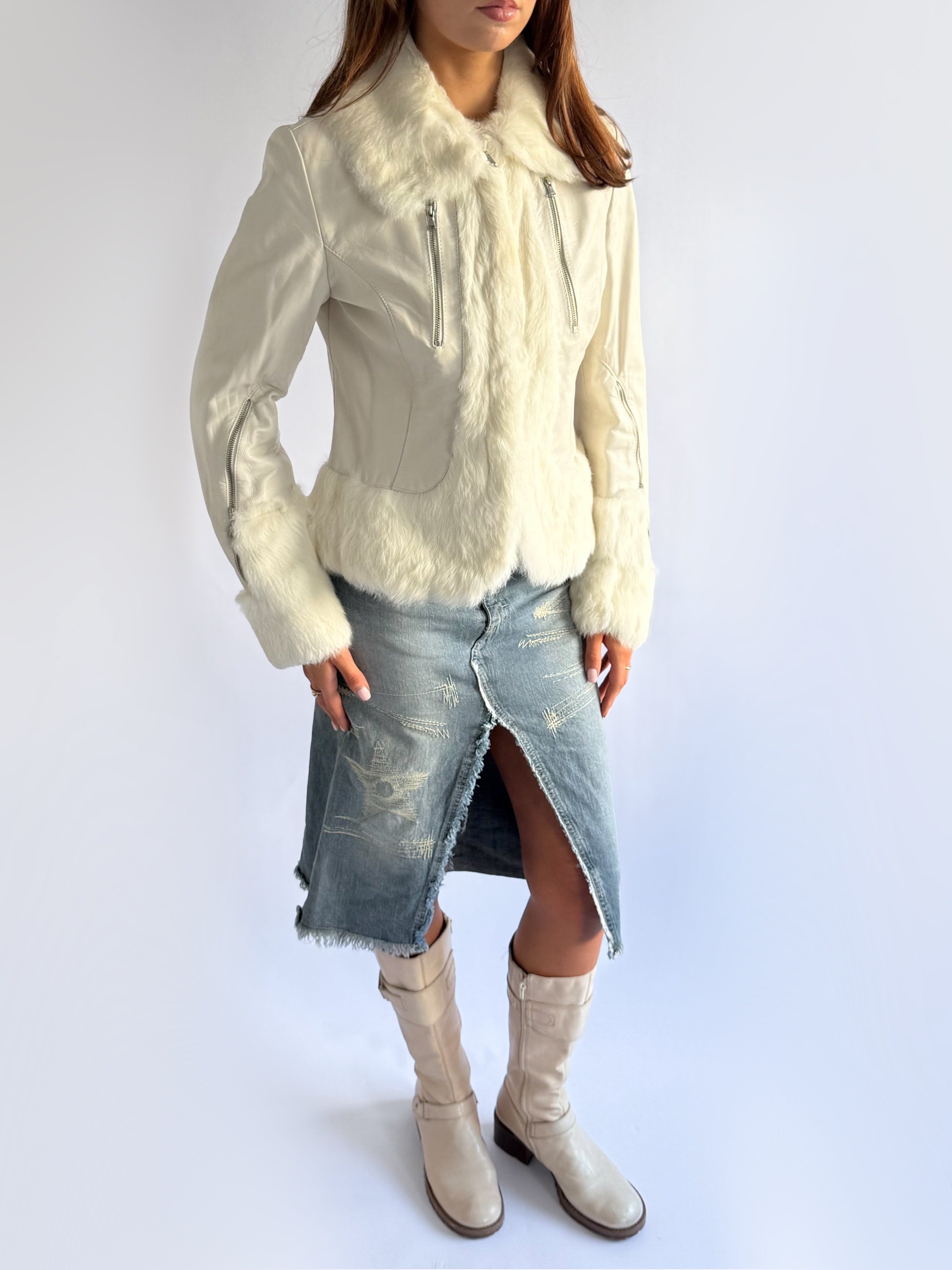 Genuine Leather & Fur Jacket - Size L