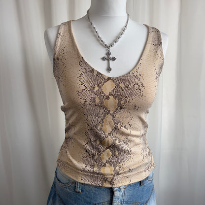 00s Snake Print Crop Top - Size M