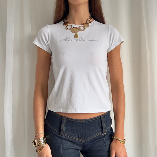 00s Blumarine Rhinestone Crop Top - Size M