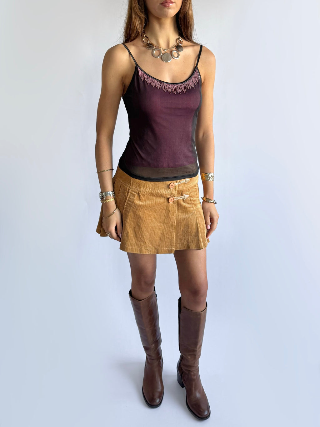 Beaded Mesh Cami - Size M