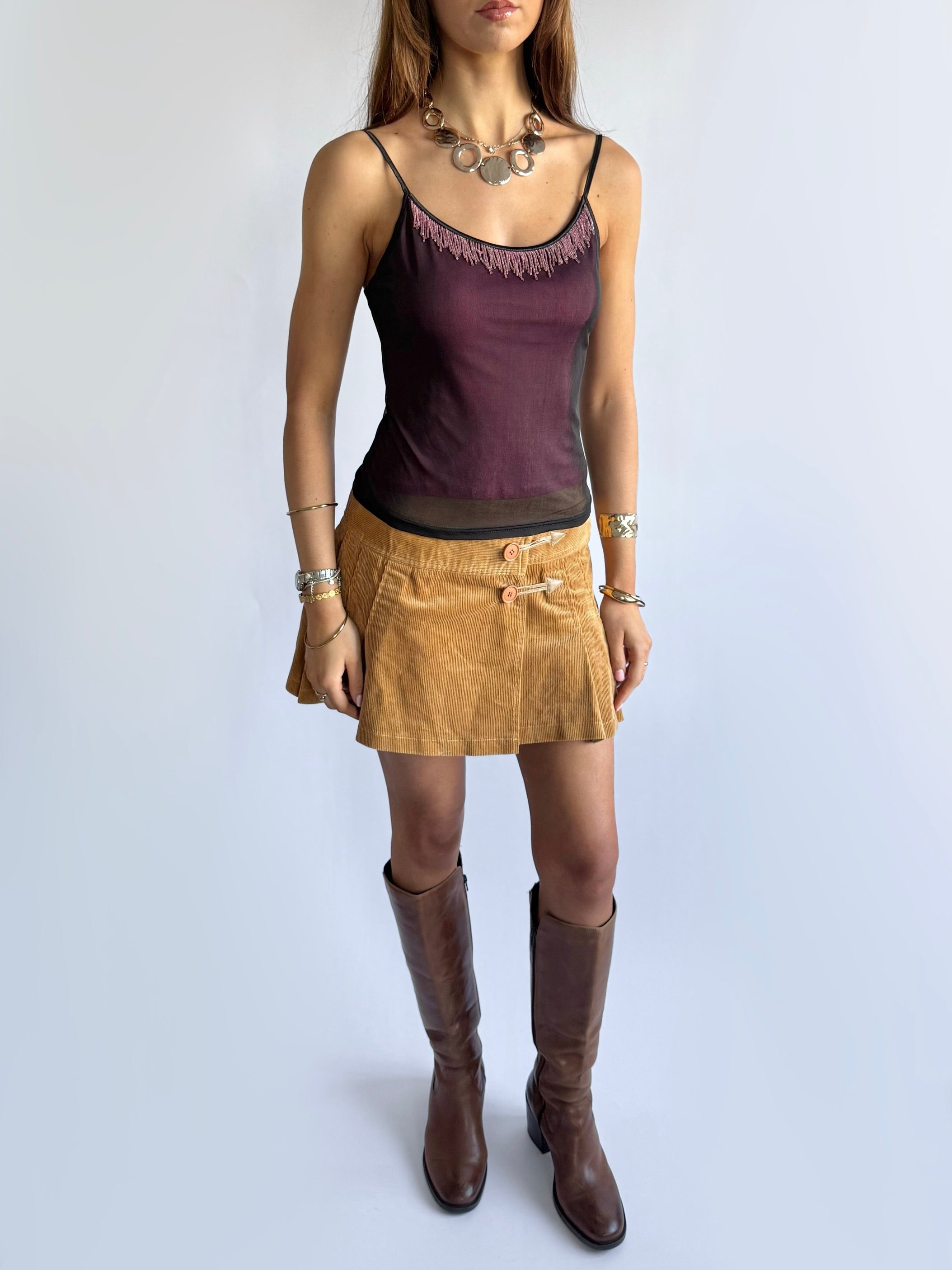 Beaded Mesh Cami - Size M