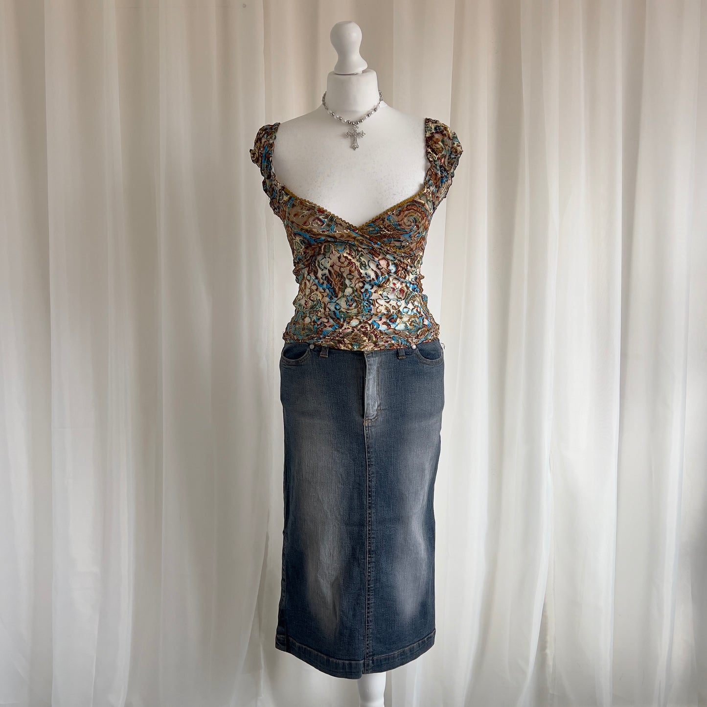 00s Denim Midi Skirt - Size M