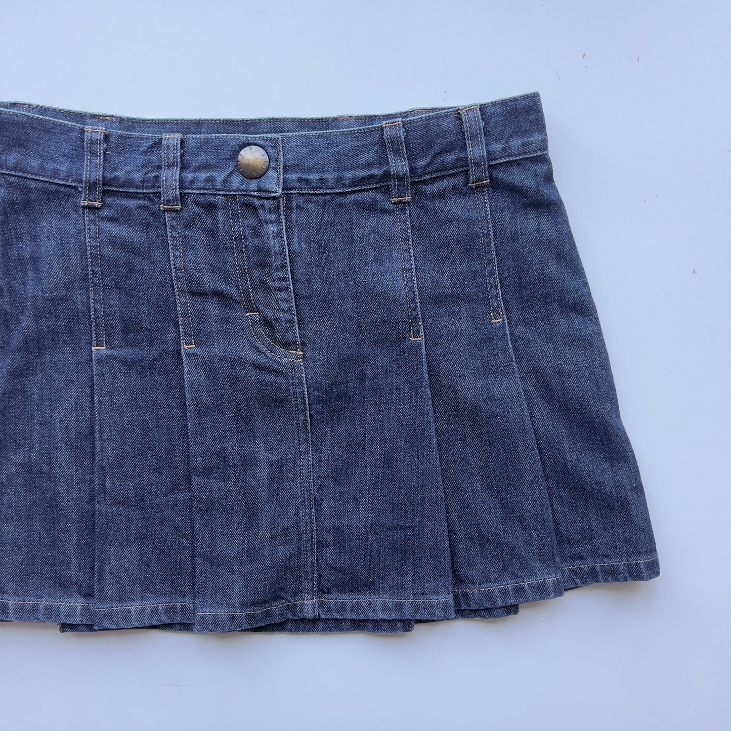 00s Denim Pleated Mini Skirt - Size S