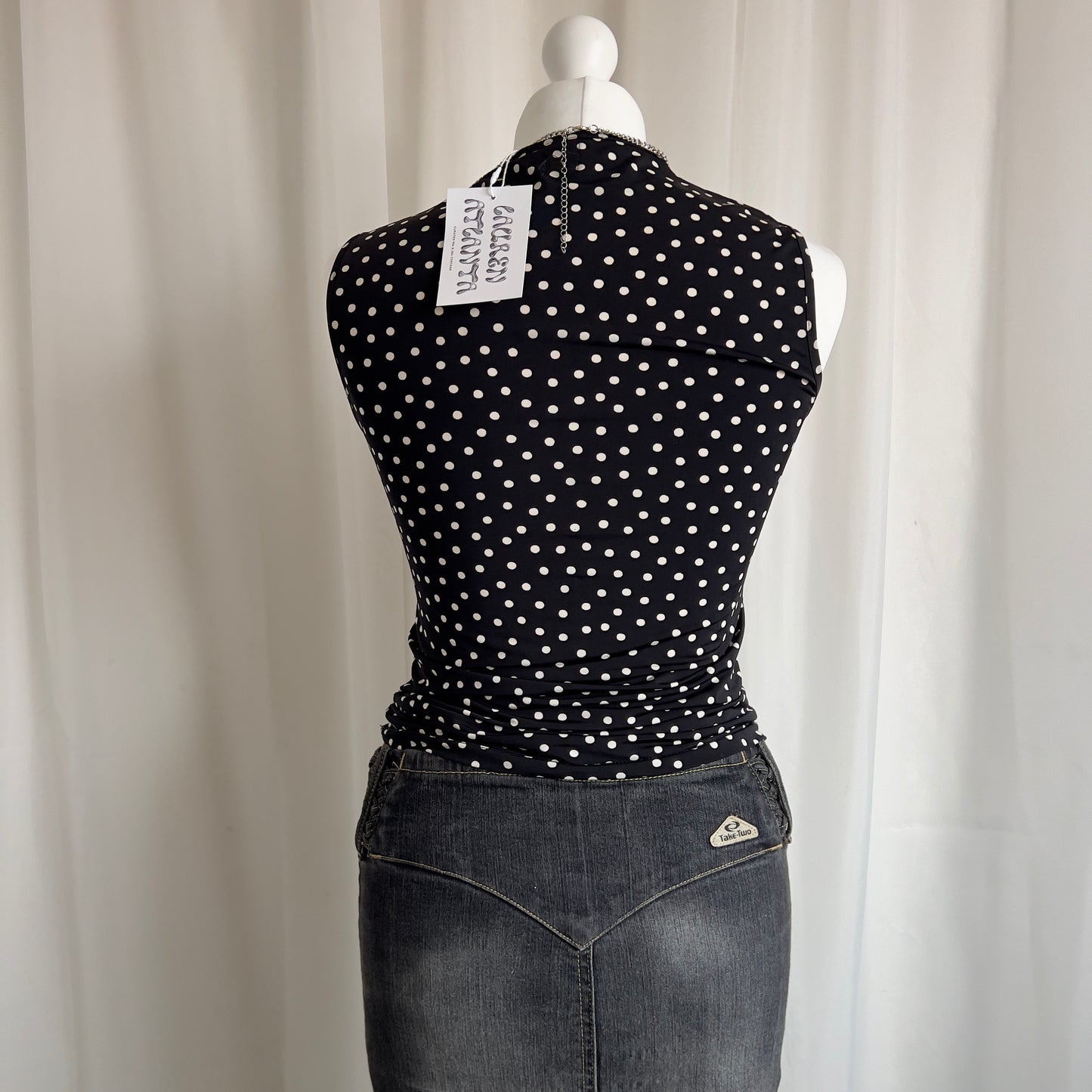 00s Polka Dot Lips Crop Top - Size S