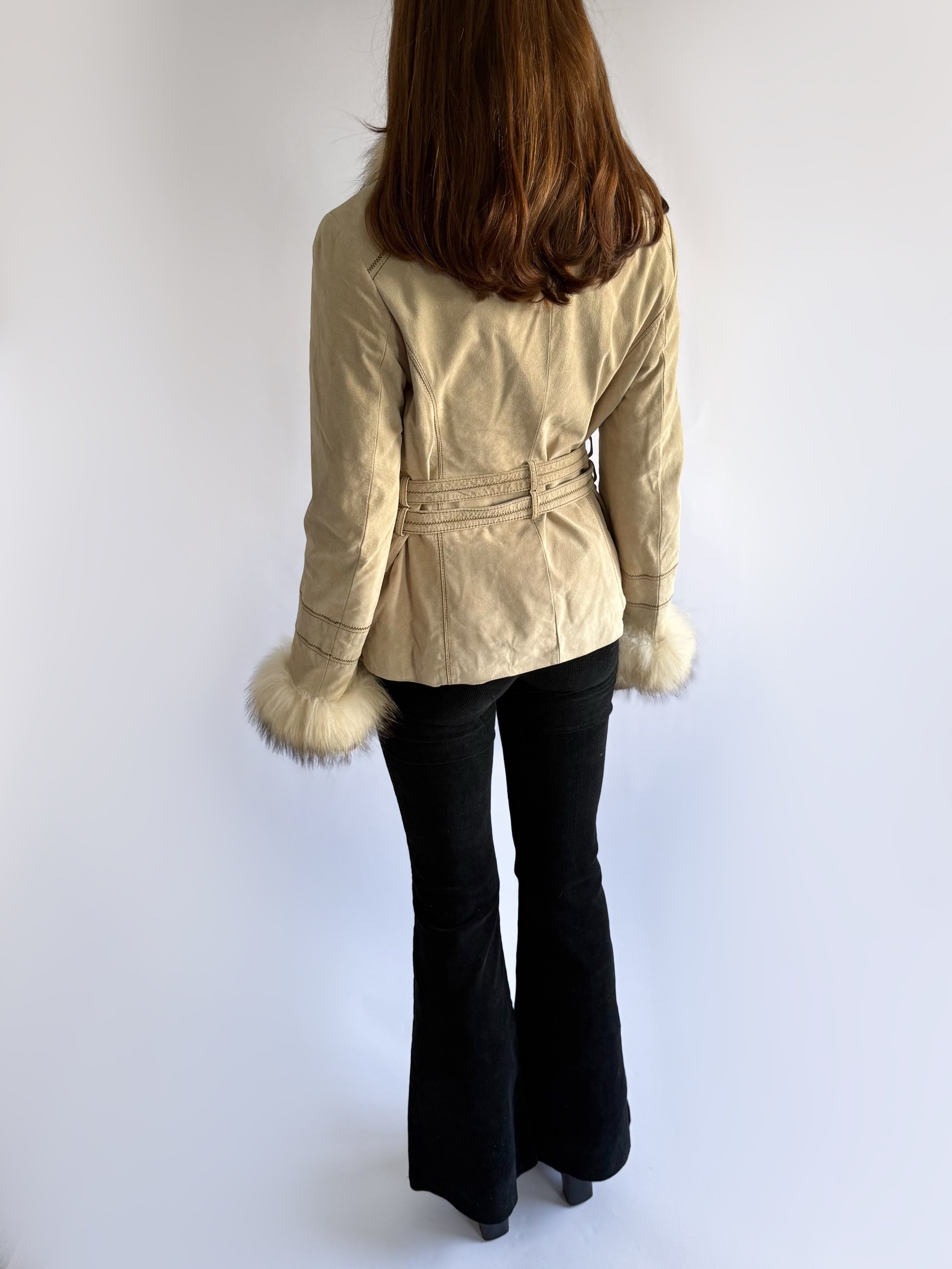 Genuine Suede & Fur Jacket - Size L