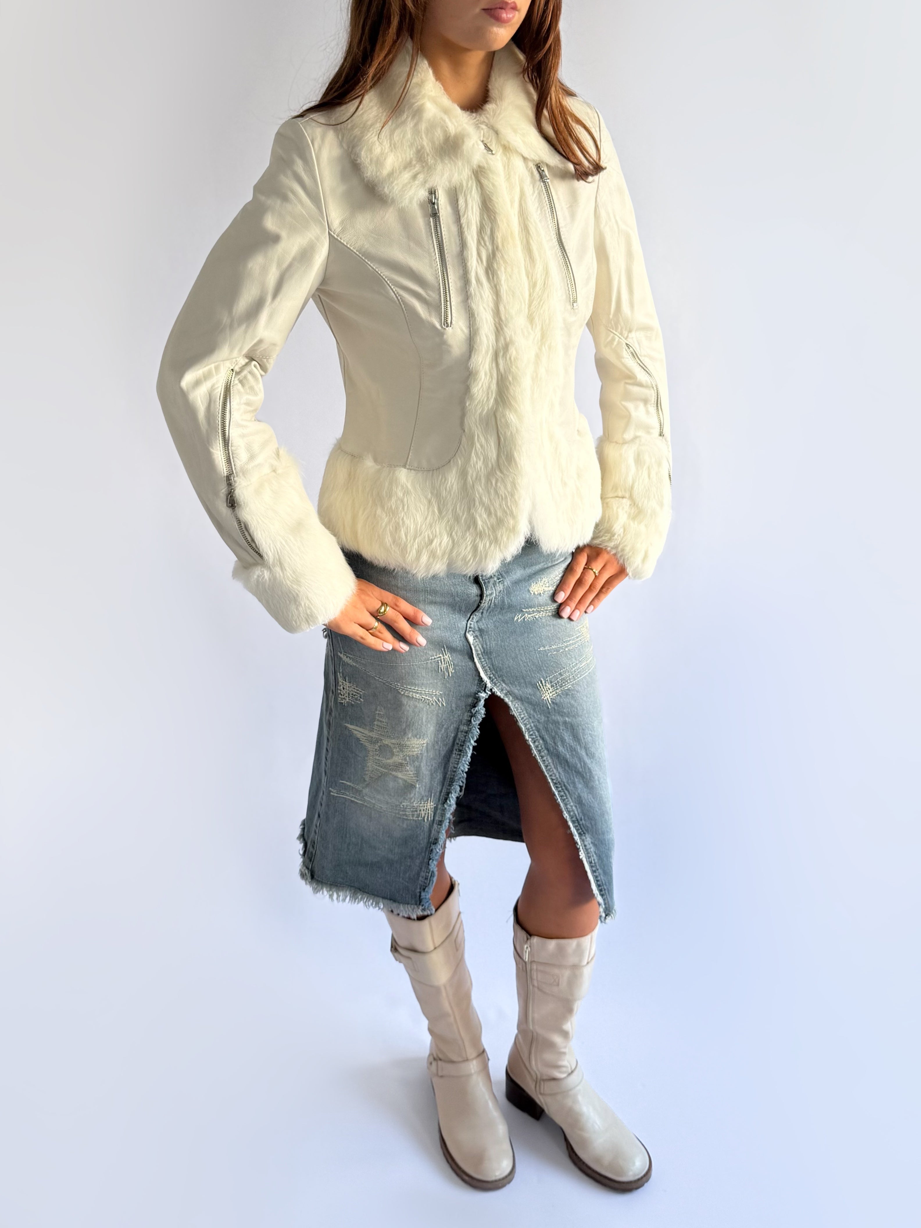 Genuine Leather & Fur Jacket - Size L