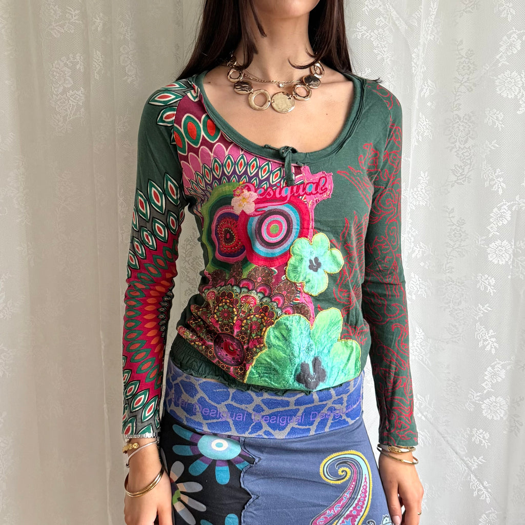 Desigual Graphic Long Sleeve Top - Size S