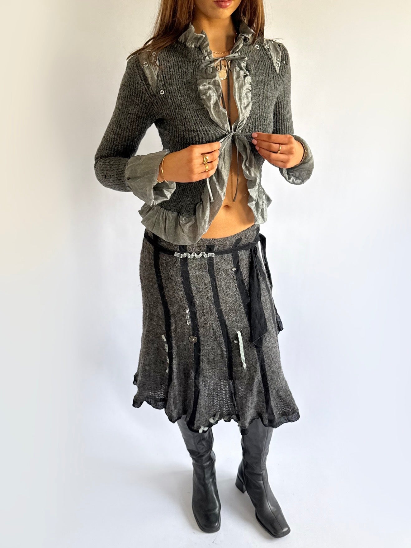 Mohair Knit Midi Skirt - Size M