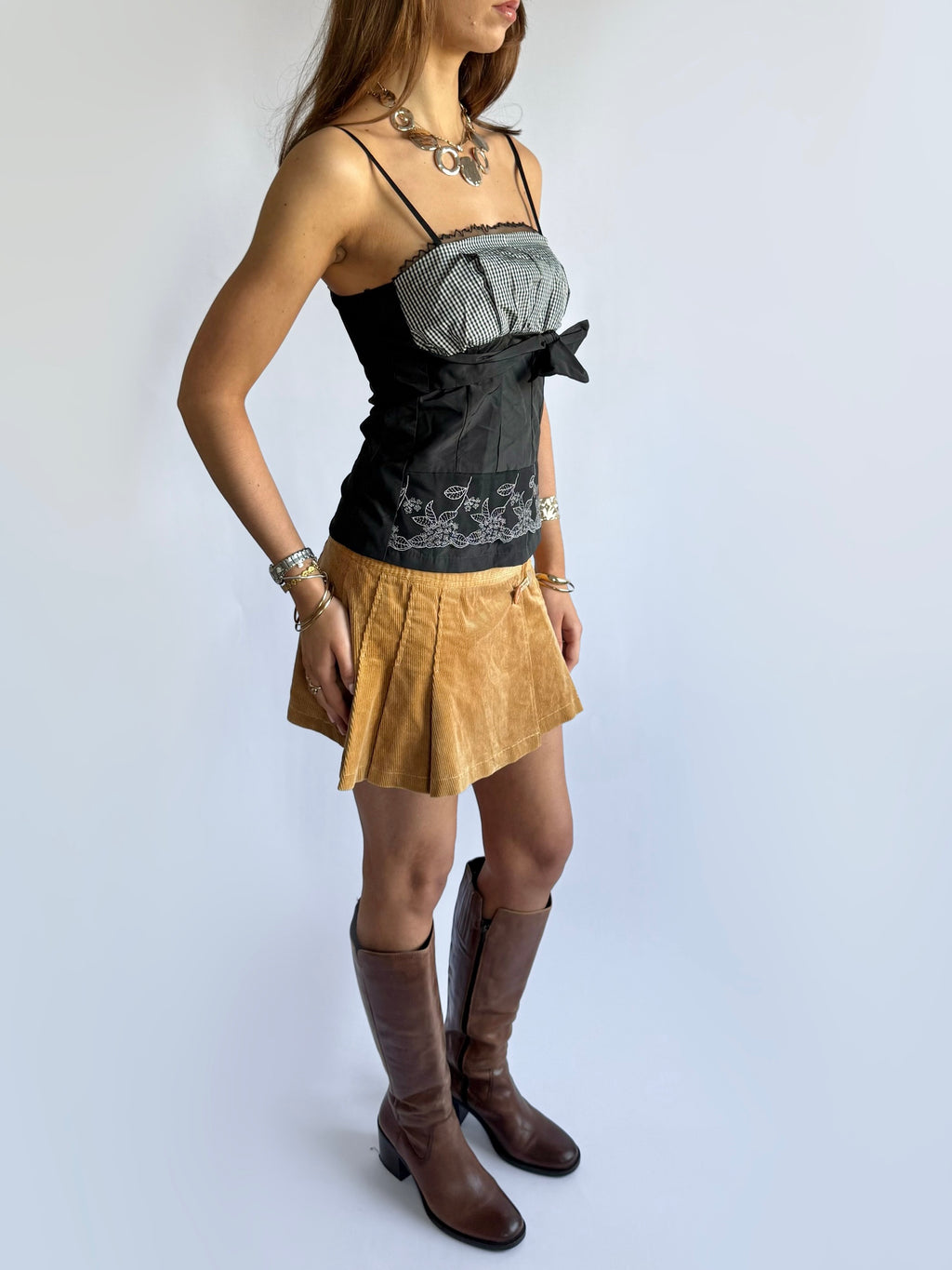 Gingham Mesh Cami - Size M