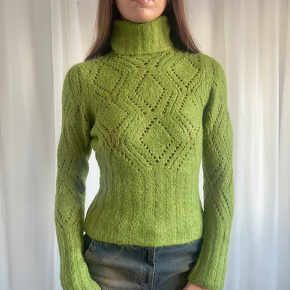 90s Roll Neck Mohair Knit Jumper - Size S