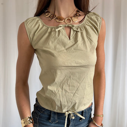 90s Milkmaid Tie Crop Top - Size S