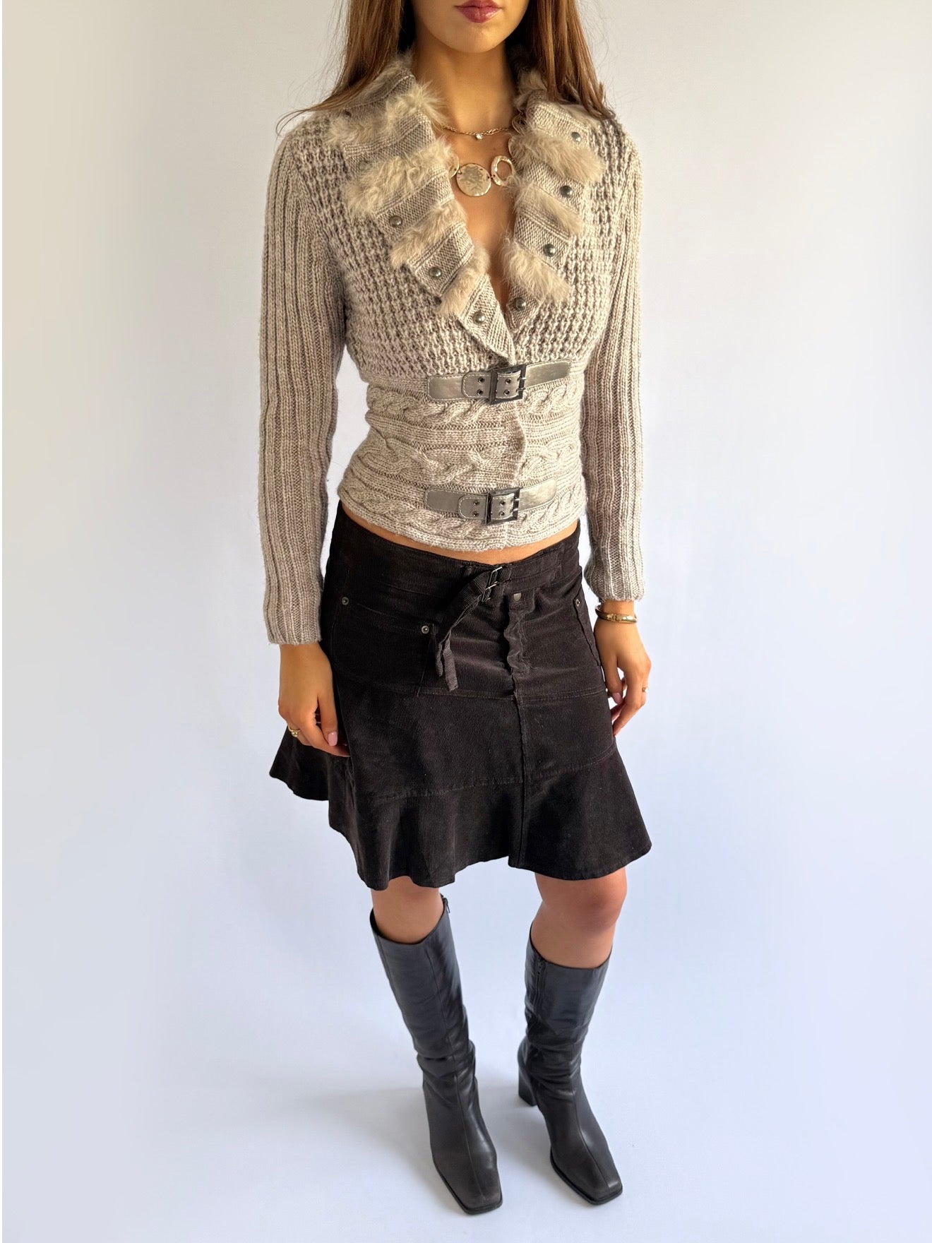 Wool Buckle Cardigan - Size M