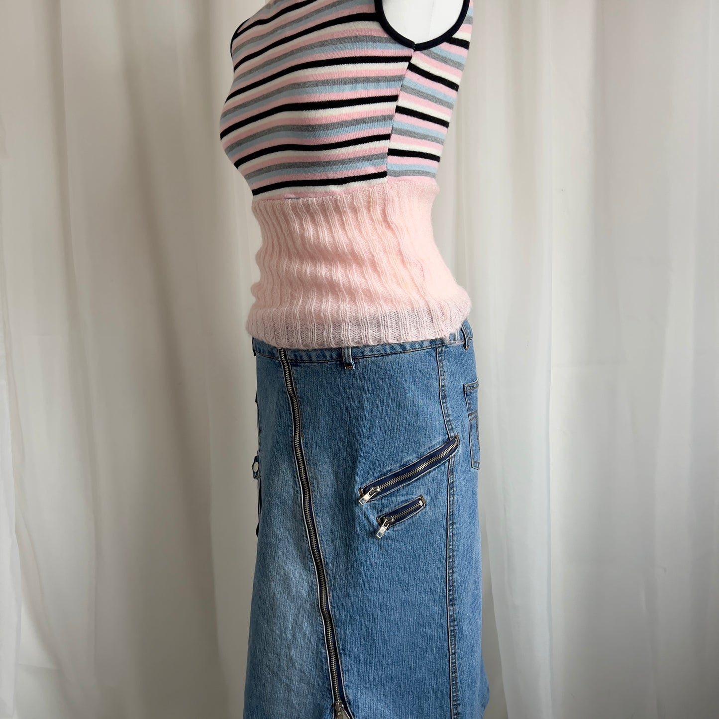 90s Cargo Denim Midi Skirt - Size L