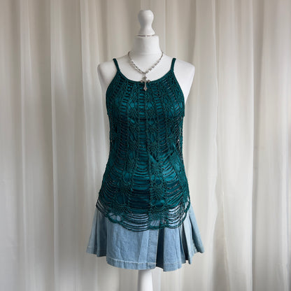 90s Etam Crochet Beaded Cami - Size M