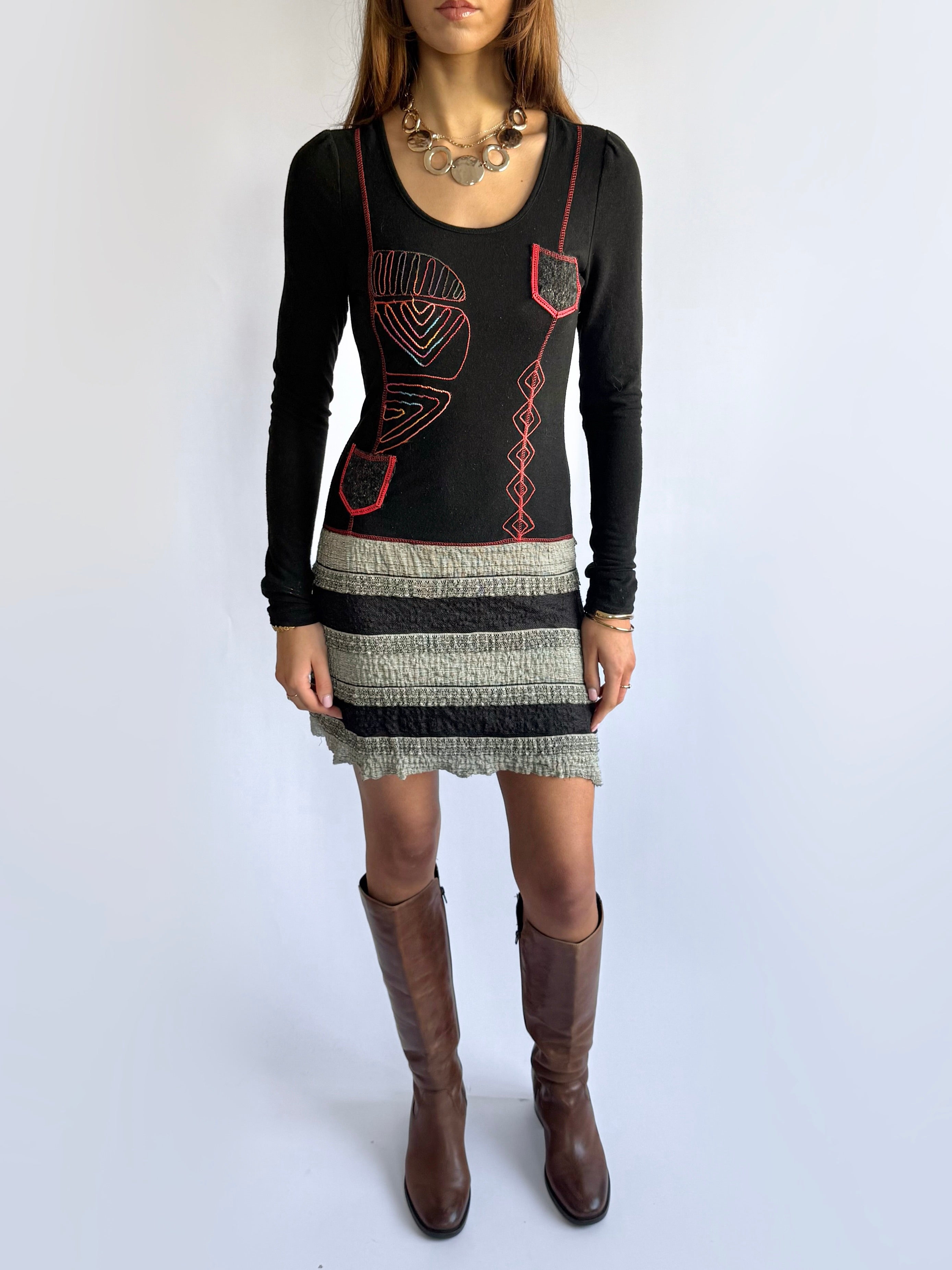 Patterned Mini Dress - Size S