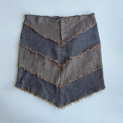 00s Asymmetric Denim Mini Skirt - Size L