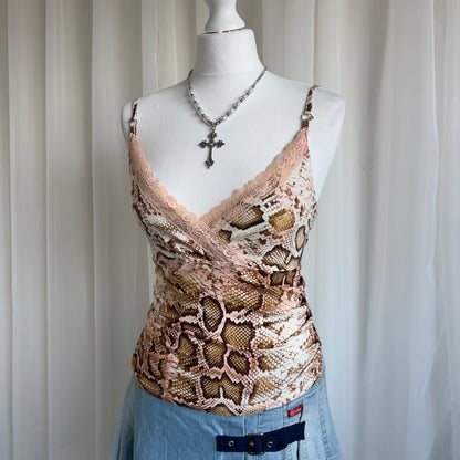 00s Snake Print Lace Cami - Size M