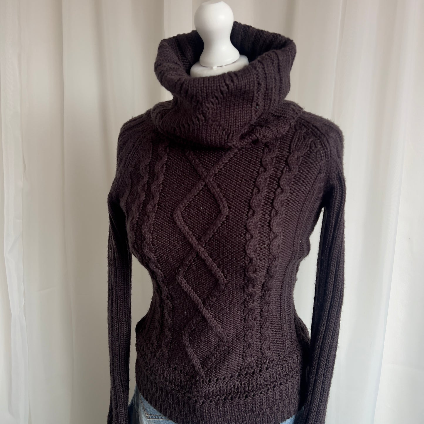 00s Chunky Knit Roll Neck Jumper - Size M