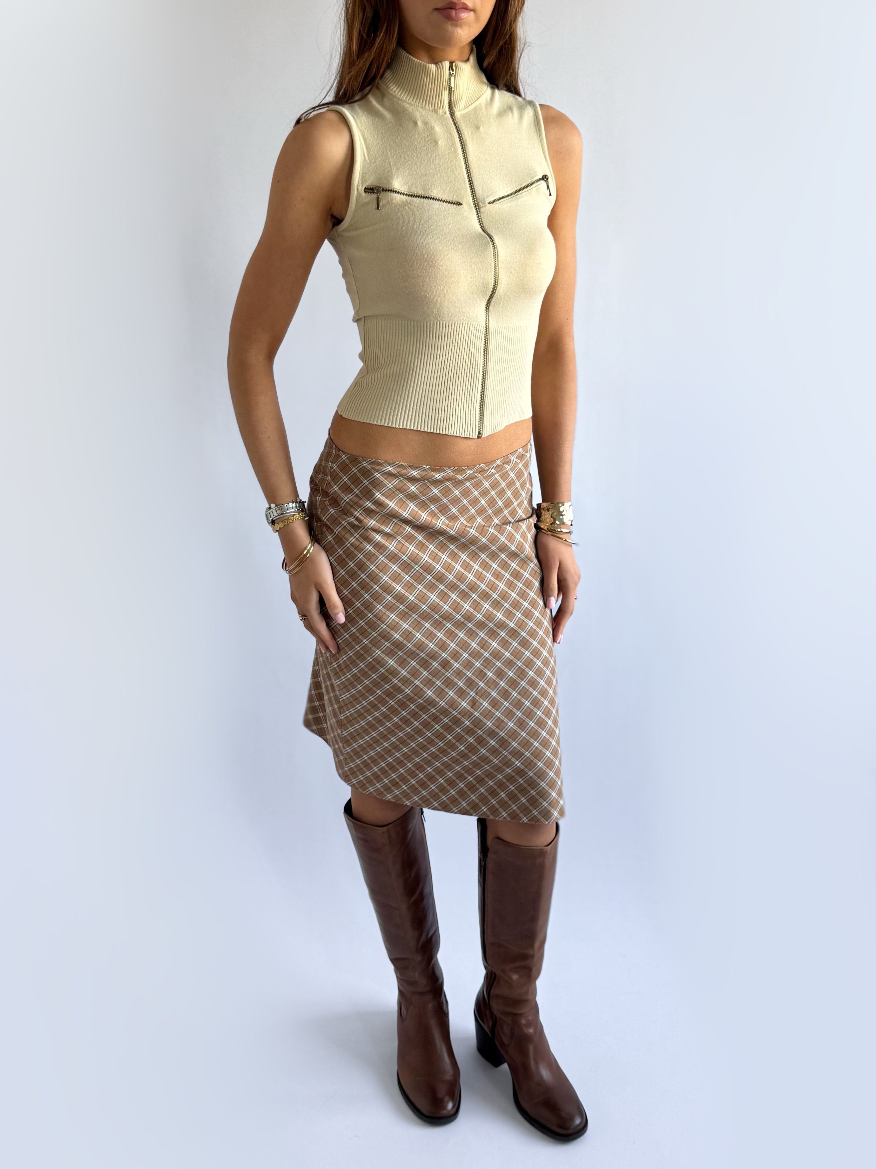 Plaid Midi Skirt - Size S