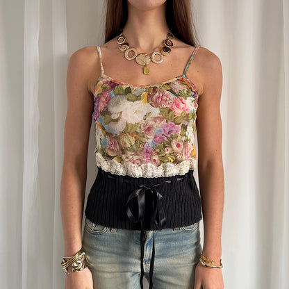 90s Mohair Knit Floral Cami - Size S