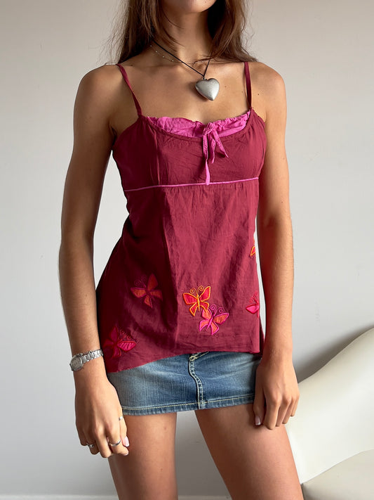 00s Asymmetric Butterfly Cami Top - Size M