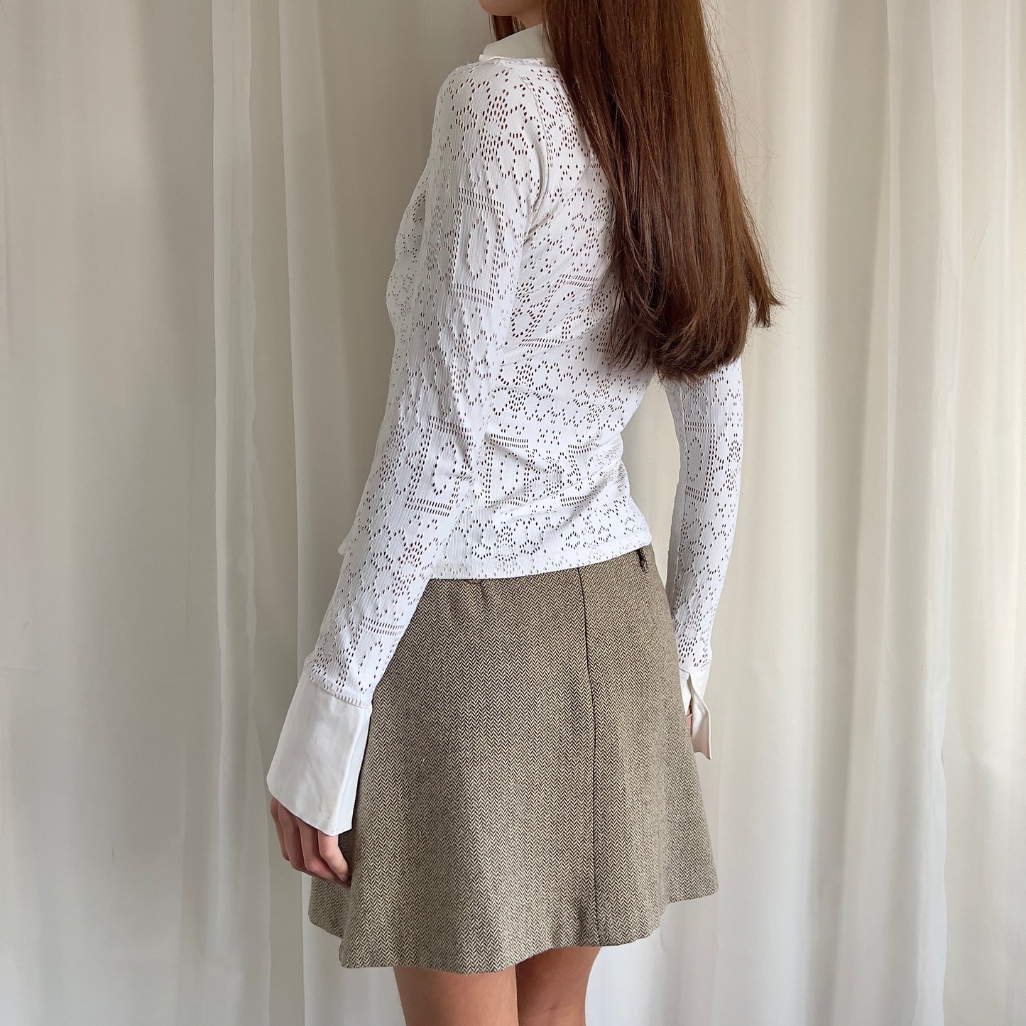 90s Wool Pleated Mini Skirt - Size M