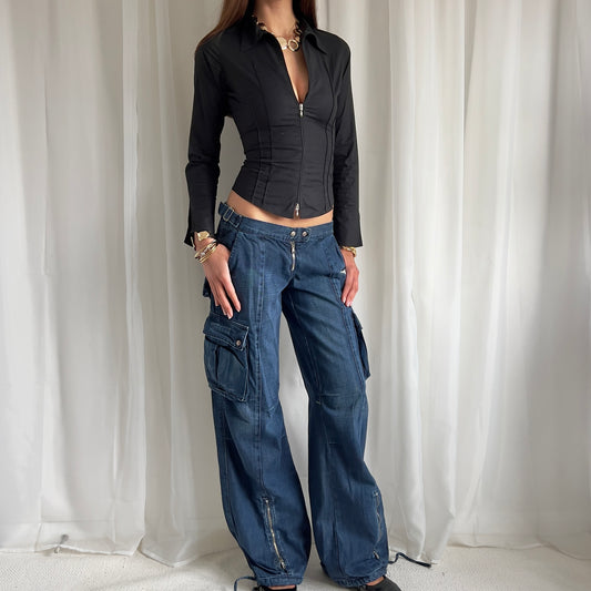 00s Low Rise Skater Baggy Jeans - Size L