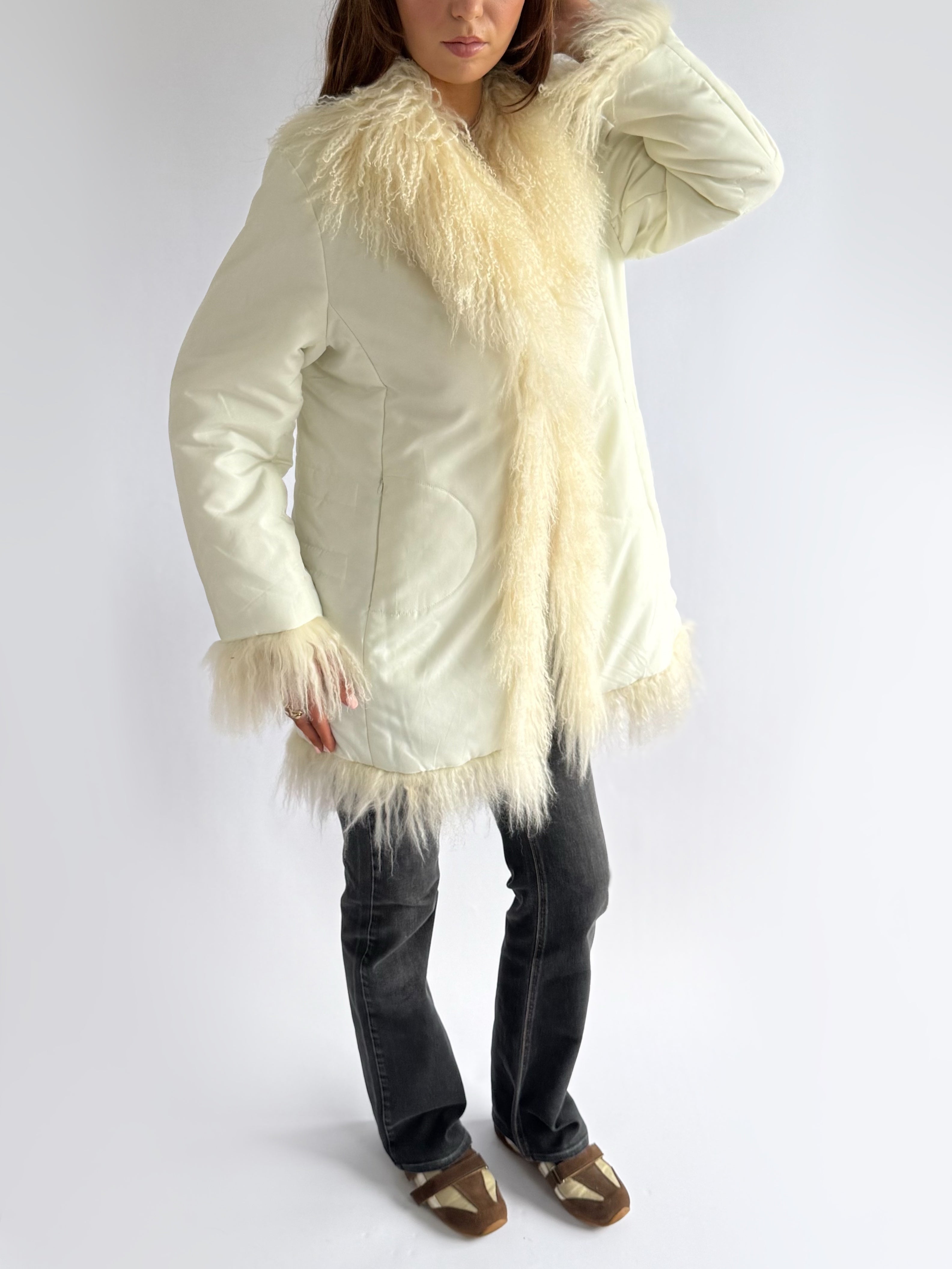 Mongolian Fur Puffer Afghan Coat - Size L