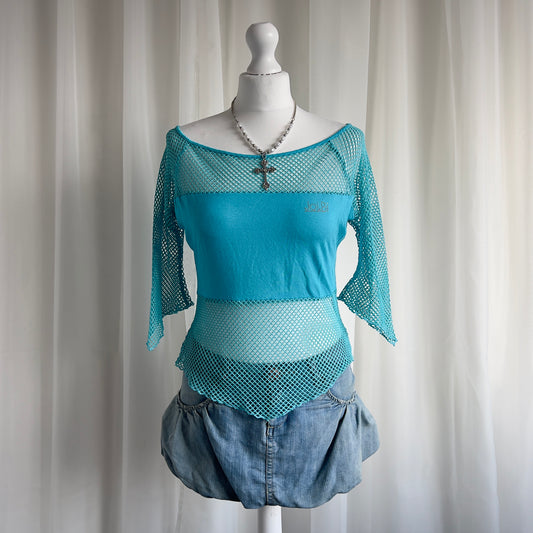 00s Fishnet Asymmetric Top - Size XL