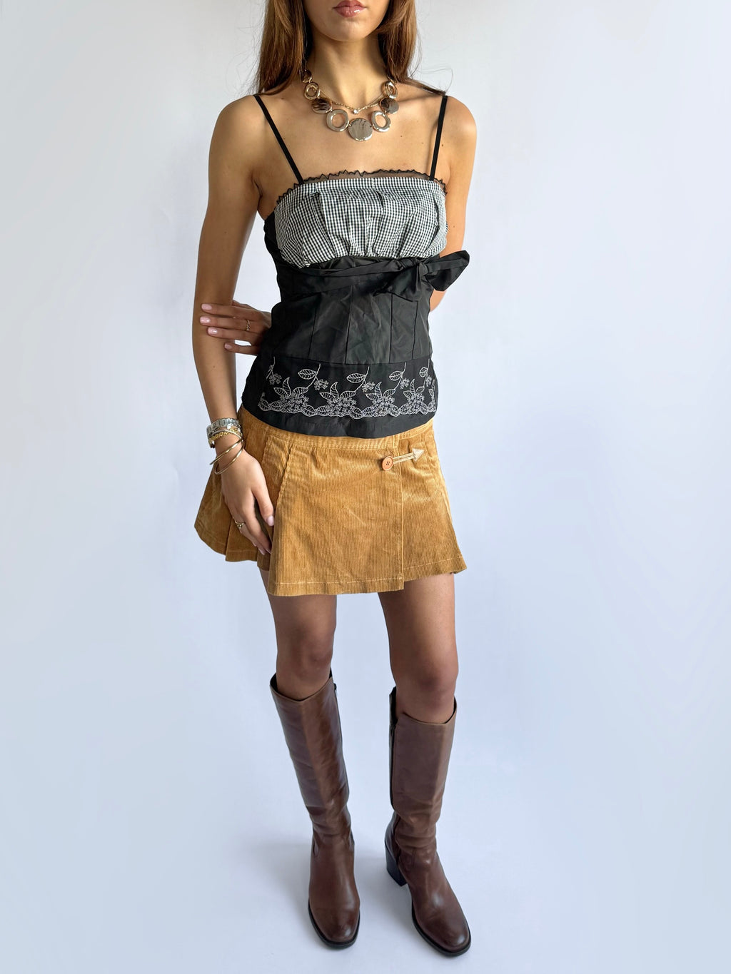 Gingham Mesh Cami - Size M