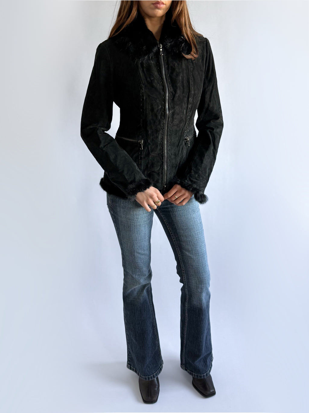 Genuine Leather & Fur Jacket - Size L