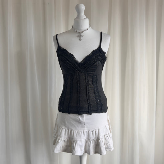 00s Glitter Lace Cami - Size M