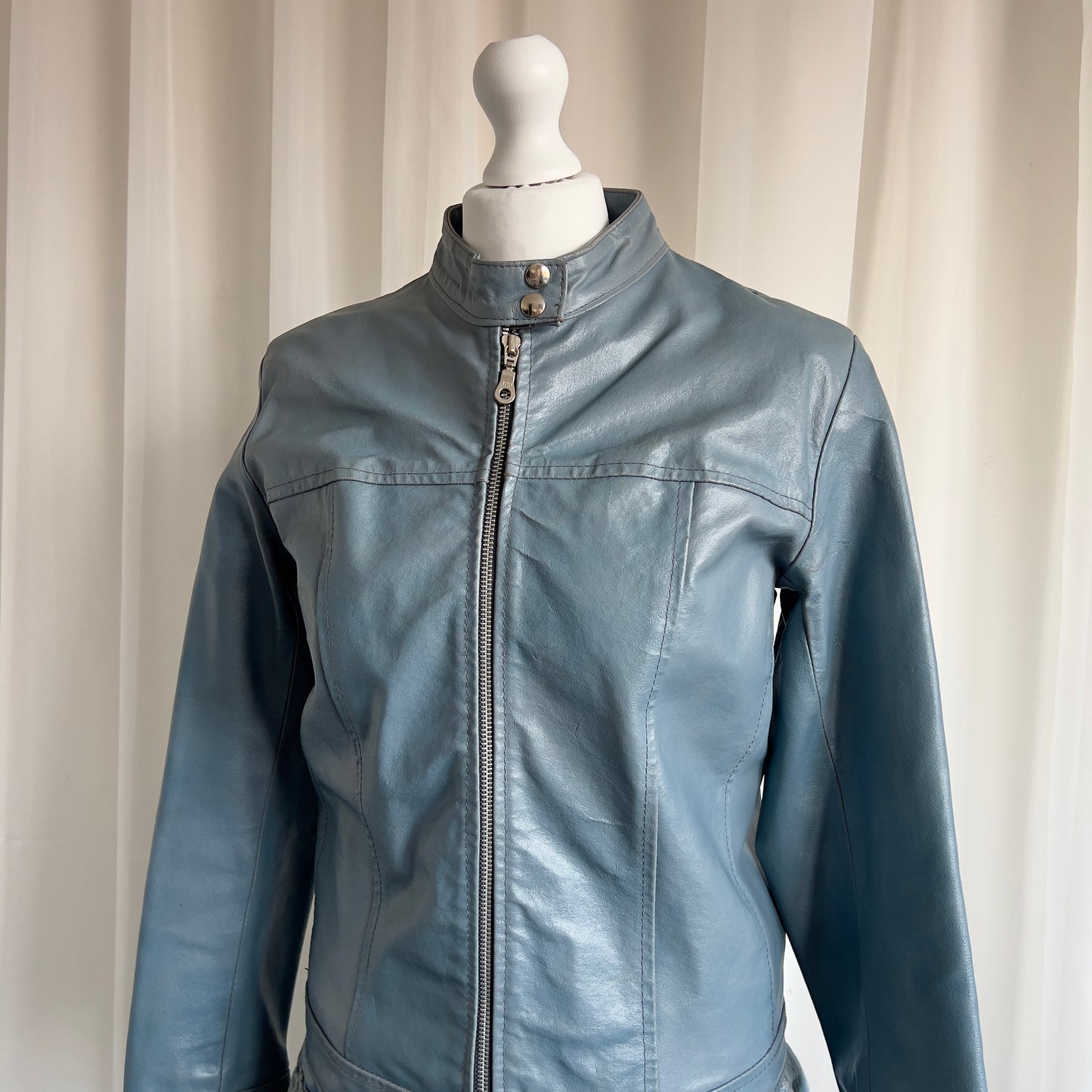 00s Leather Zip Moto Jacket - Size L